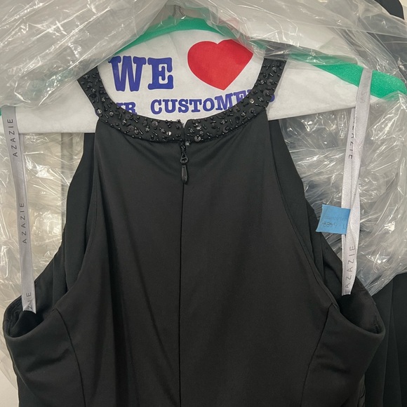 Azazie Camden BLACK Custom 14/16 Black with Shawl and Garment Bag - Picture 3 of 8